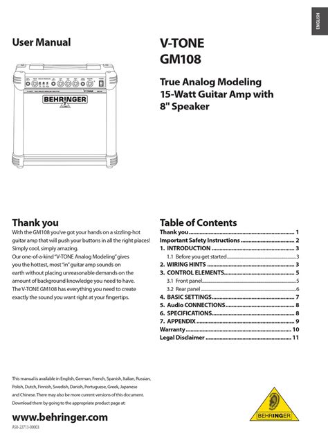 behringer v tone gm108 settings pdf manual